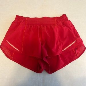 Red Lululemon Hotty Hott shorts 2.5